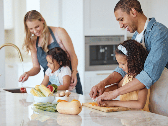 Family cooking together