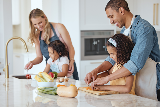 Family cooking together